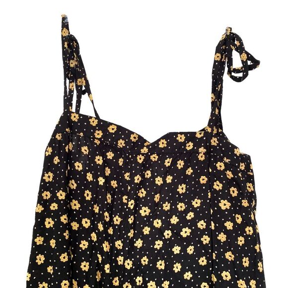 Asos Design Black Yellow Floral Sleeveless Playsuit Pocket Jumpsuit Size 4 - Picture 4 of 8